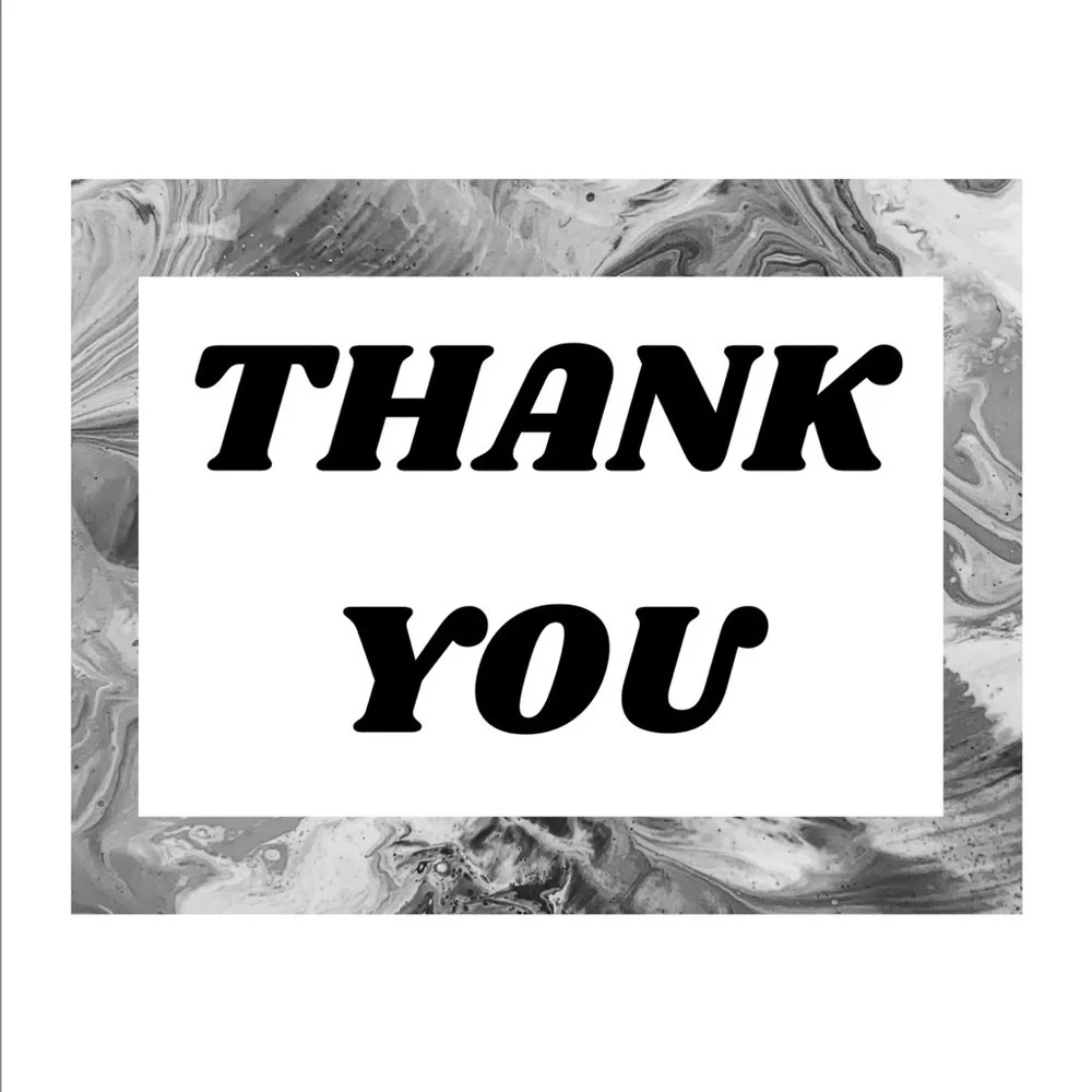 Set of 10 Black & White Thank You Post Cards